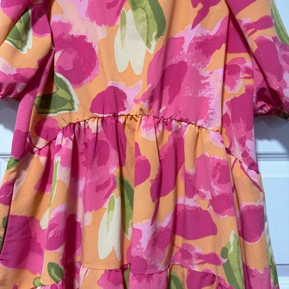 Floral Mini Dress in Pink and Orange - Picture 6 of 11